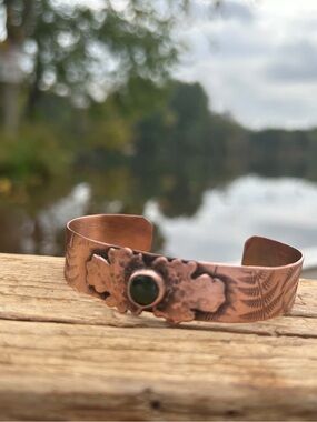 Copper and Jade Cuff Bracelet